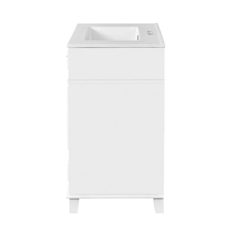 Bathroom Vanity with Resin Sink, Bathroom Cabinet with Soft Closing Doors, Bathroom Vanity Set with Solid Wood Frame