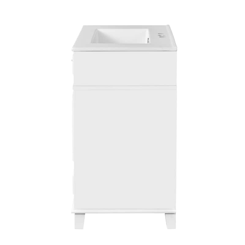 Roomfitters 30 Inch Bathroom Vanity with Ceramic Sink, Solid Wood Frame Storage Cabinet with Soft Closing Doors