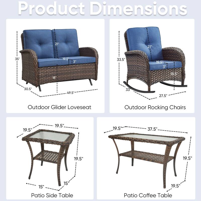 Outdoor Glider Sofa Rocker Chairs Coffee Table