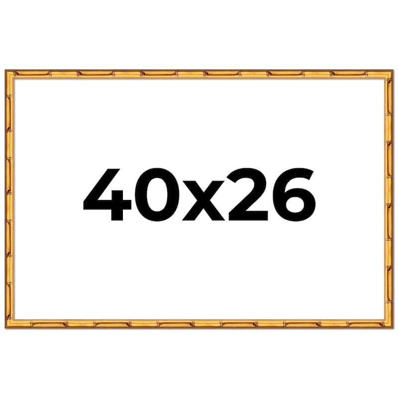 40x26 Frame Gold Bamboo Solid Wood Picture Frame | 1 Inch Moulding
