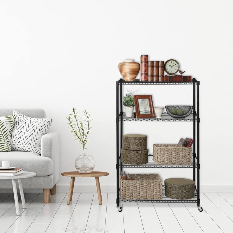 Seville Classics Heavy Duty 4-Tier Steel Wire Shelving, 36" W x 14" D x 56.5"H