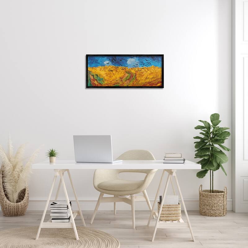Stupell Wheat Field with Crows Classic Framed Giclee Art Design by Vincent Van Gogh