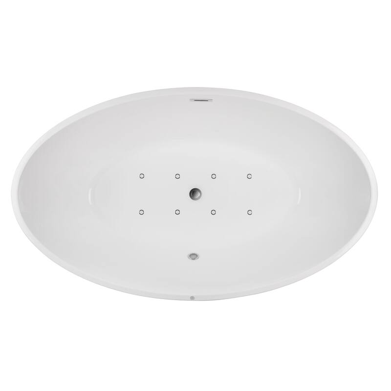 Vanity Art 69" Freestanding Acrylic Soaking Bathtub with Slotted Overflow & Pop-up Drain