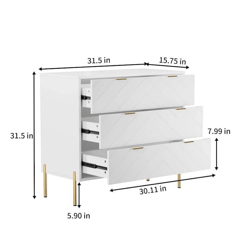 Clihome 3-Drawer Storage Chest Dresser for Bedroom