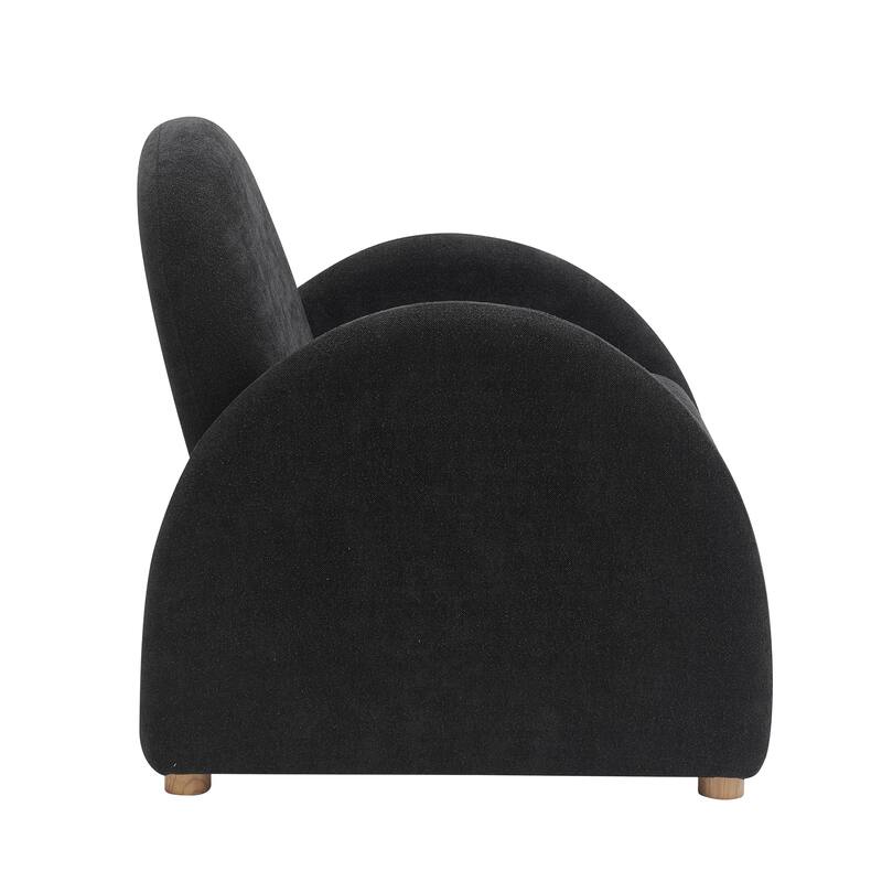 Modern Boucle Accent Armchair - Comfortable Upholstered Lounge Chair with Curved Armrests, Stylish Minimalist Chair