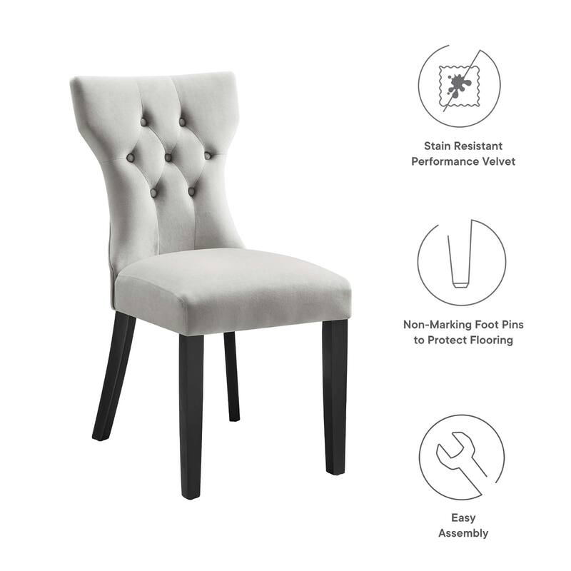 Silhouette Performance Velvet Dining Chairs - Set of 2 - N/A