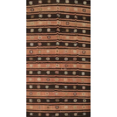 Hand Woven Oriental 100% Wool Carpet Southwestern Tribal Oranges & Rust Kilim Area Rug - 11' 6'' X 5' 11''