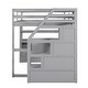 preview thumbnail 14 of 14, Full Size Wood Loft Bed with Desk and Shelves,Storage Staircase and Drawers