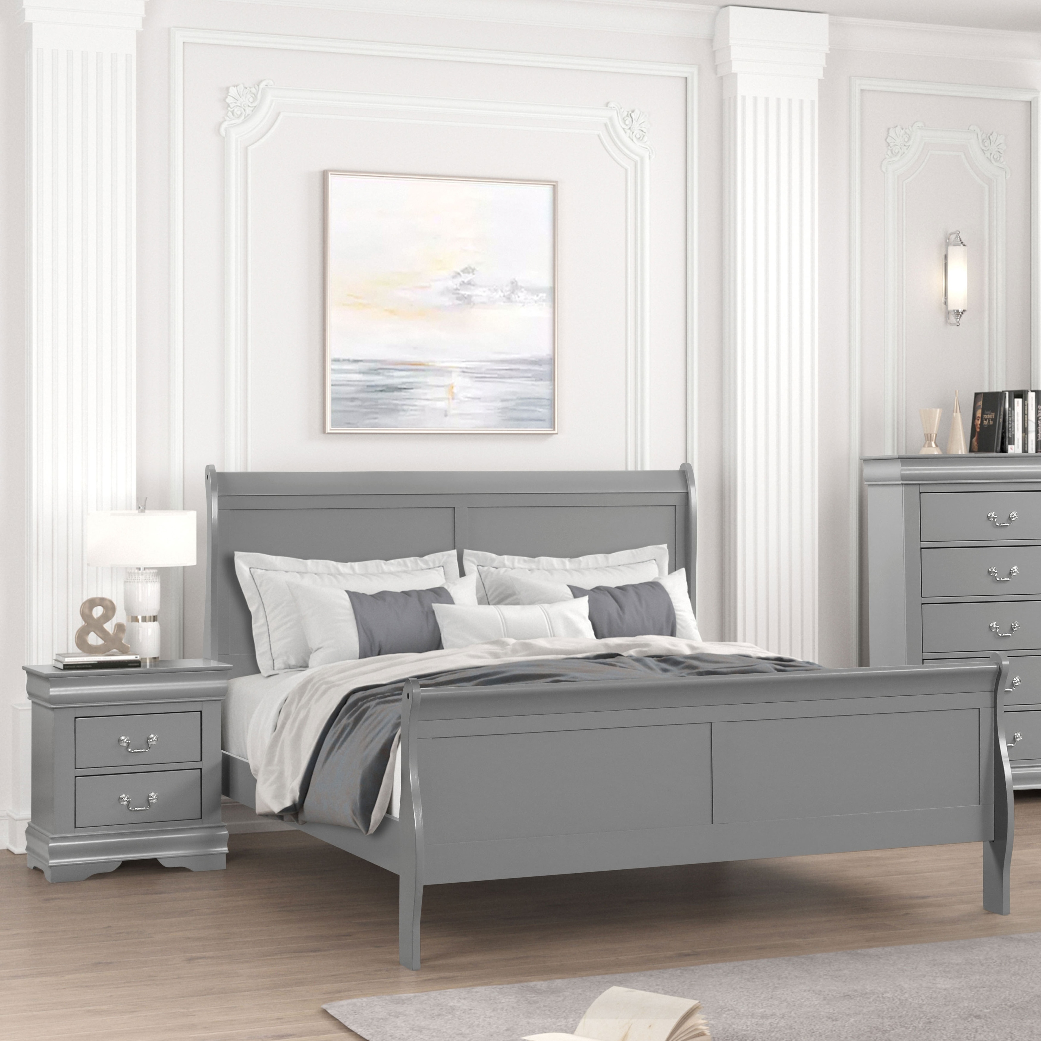 Furniture of America Mayday Modern Solid Wood 2-Piece Queen-size Sleigh Bedroom Set
