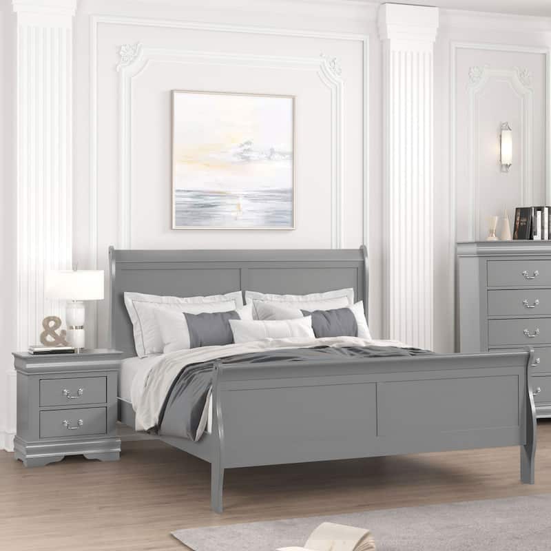 Furniture of America Mayday Modern Solid Wood 2-Piece Queen-size Sleigh Bedroom Set - Grey