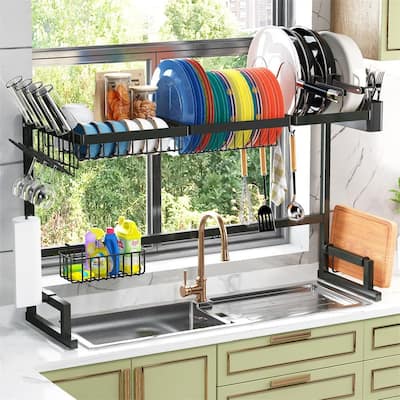 Adjustable Over Sink Dish Drying Rack for Kitchen Use