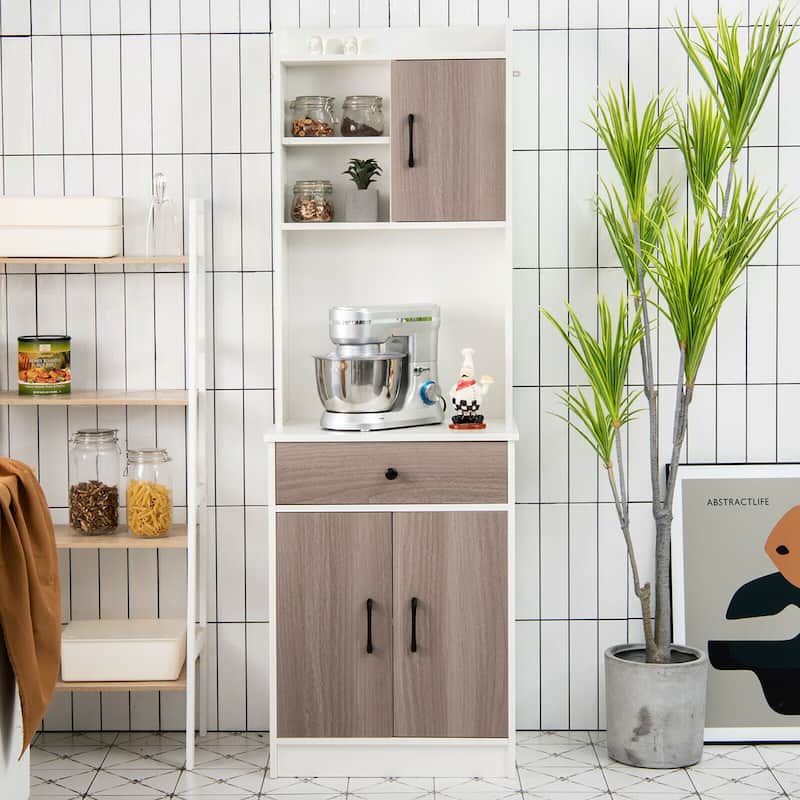 Gymax 3-Door 71'' Kitchen Buffet Pantry Storage Cabinet w/Hutch - See Details