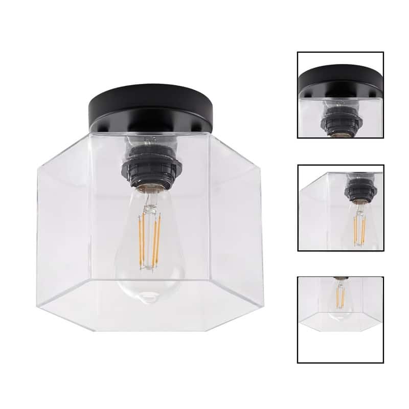 2 Pack led light clear glass, black light fixture glass, metal ceiling light - N/A