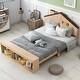 preview thumbnail 11 of 22, Full Size House Platform Bed with LED Lights and Storage, Wood Color