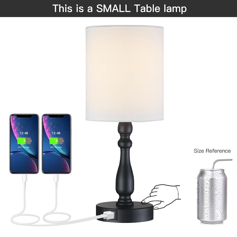 3-Way Dimmable Touch Control Small Table Lamp with USB Port