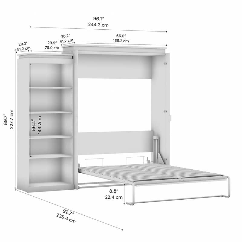 Orion Queen Murphy Bed with Shelves (97W) by Bestar