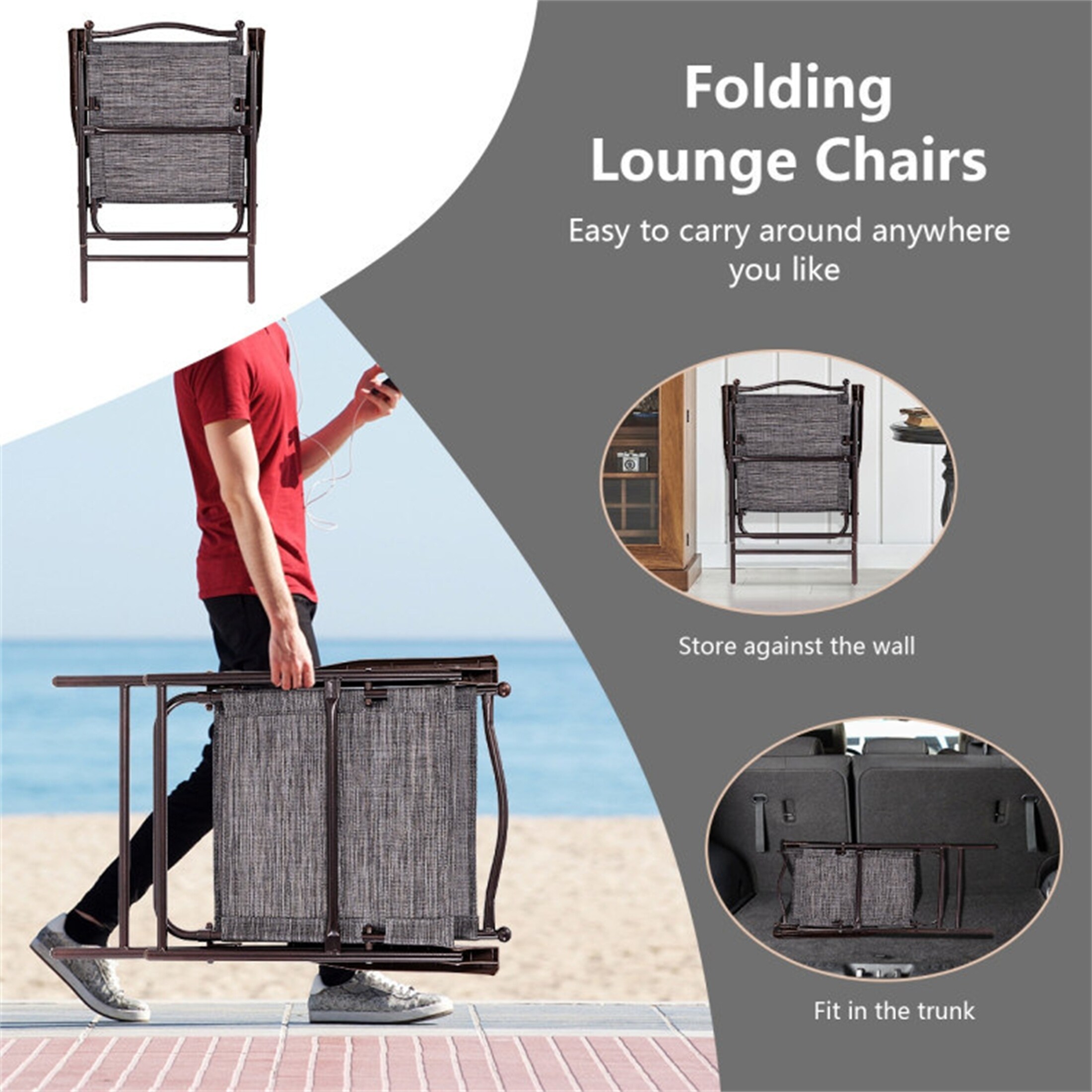 Patio Folding Sling Back Camping Deck Chairs Set of 2 Bed Bath Beyond 37464737