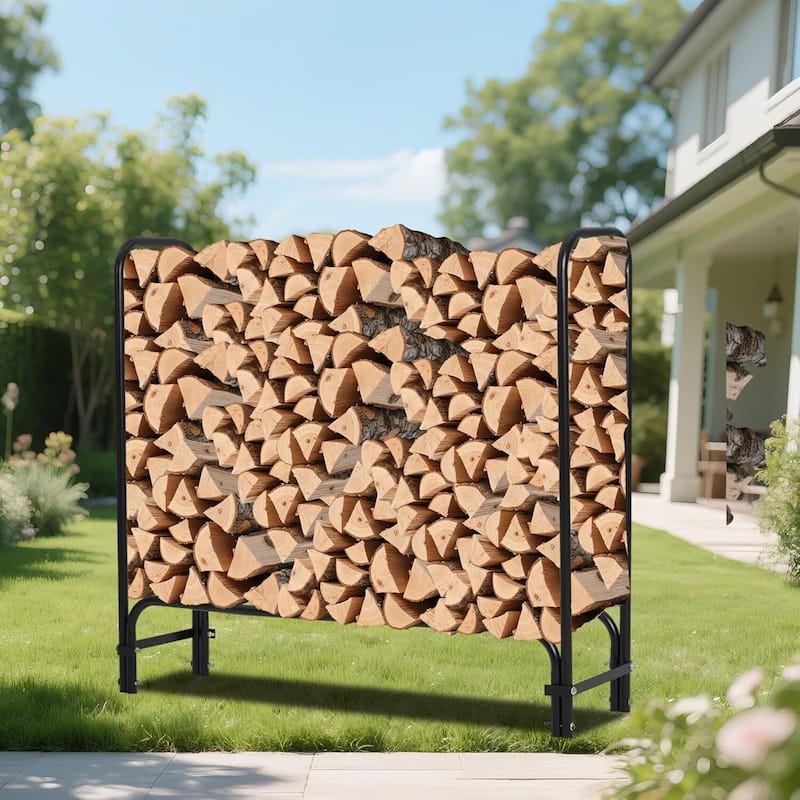 Firewood Rack Storage Cover Set for Patio Outdoor Use Backyard - 4Ft