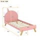 preview thumbnail 15 of 15, Wooden Cute Platform Bed with Curved Headboard, Twin Size Bed with Shelf Behind Headboard