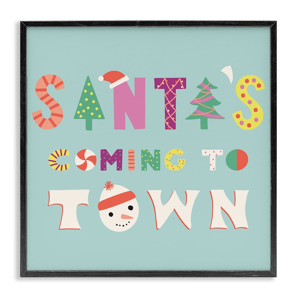 Stupell Whimsical Santa's Coming To Town Framed Giclee Art Design By Sazerelli Designs