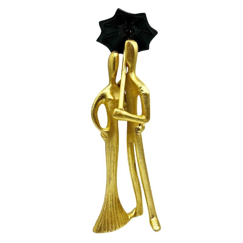 Decorative Handmade Aluminum 15 inch Lover Sculpture in Gold - 5 x 4 x 15 in
