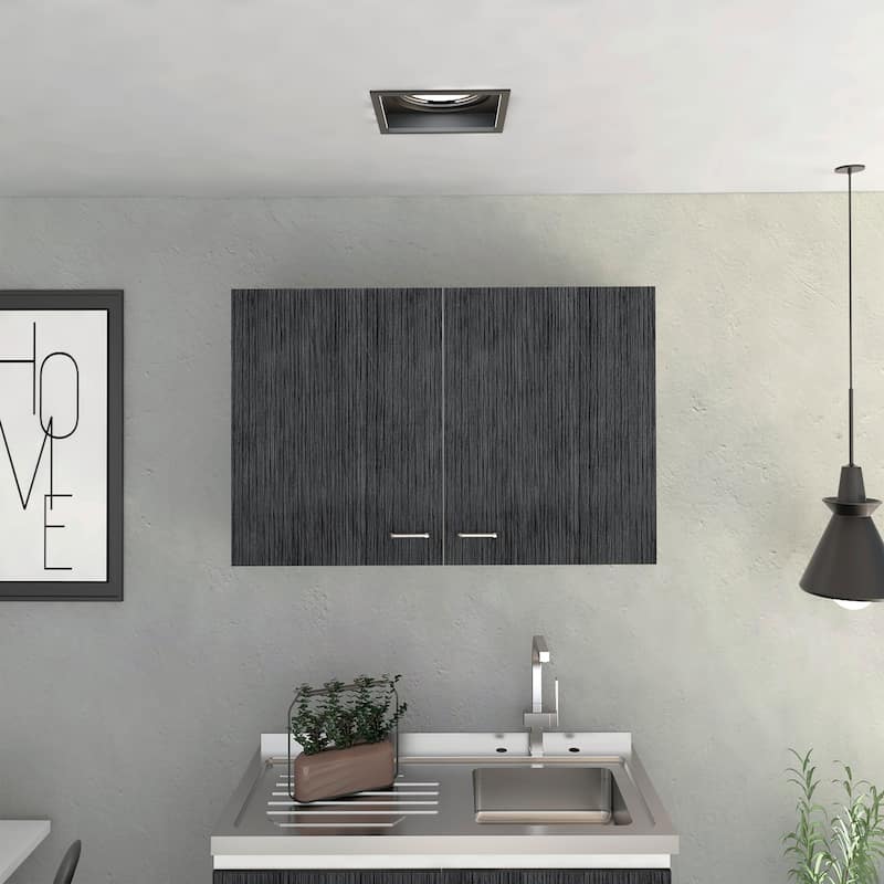 Wall Cabinet with Two Doors, Two Internal Shelves, Space-Efficient Storage - 39.3X12.6 in - grey + Particle Board