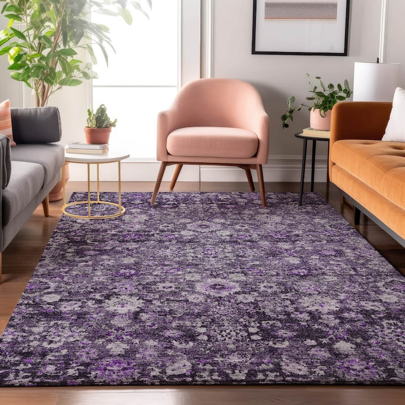 Premium Washable Super Soft Vintage Traditional Mayfield Rug - Purple - 2' 6" x 3' 10" - Rectangle