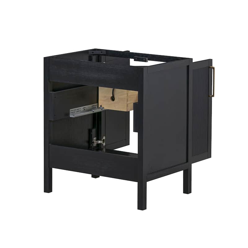 Luka Bathroom Vanity in Black Oak with Alluring Quartz Top