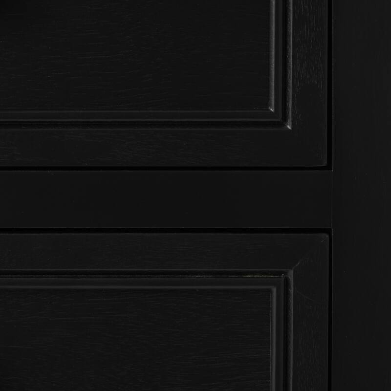 Wood Handmade 1 Door and 3 Drawers Cabinet with Rattan Front - Black - Roche River Decor
