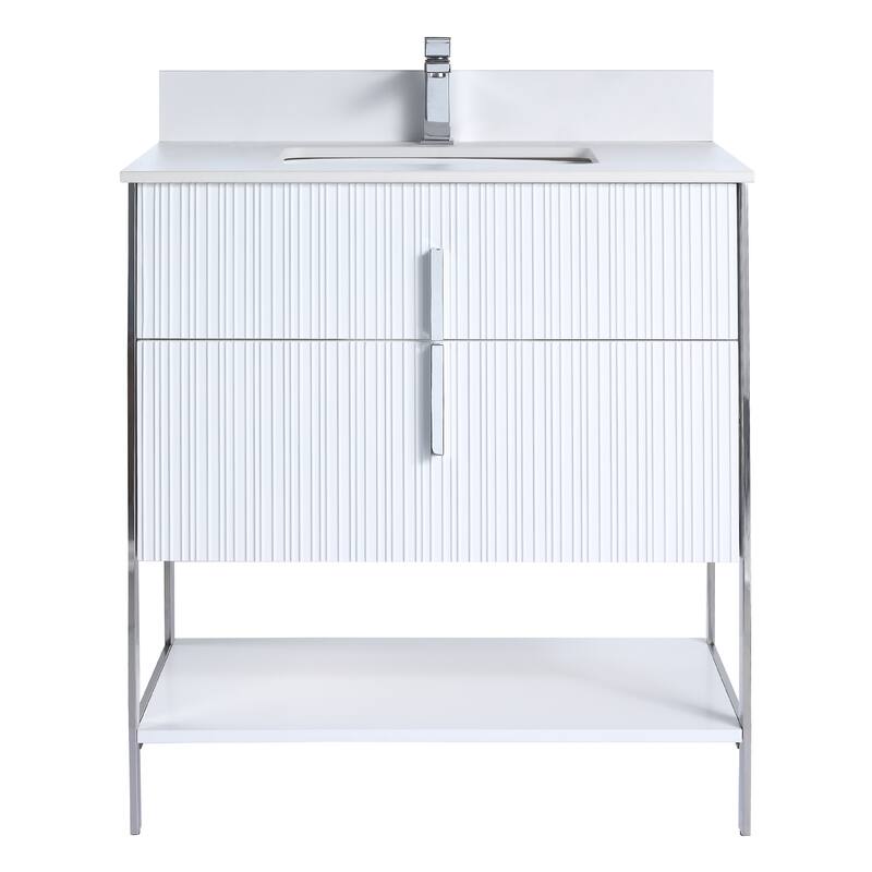 Fine Fixtures Serenity Modern Bathroom Vanity with White Stone Top