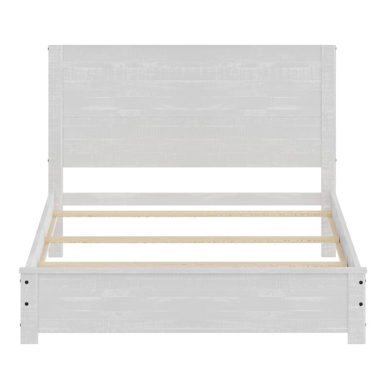 HomeRoots White Solid Wood Queen Bed Frame