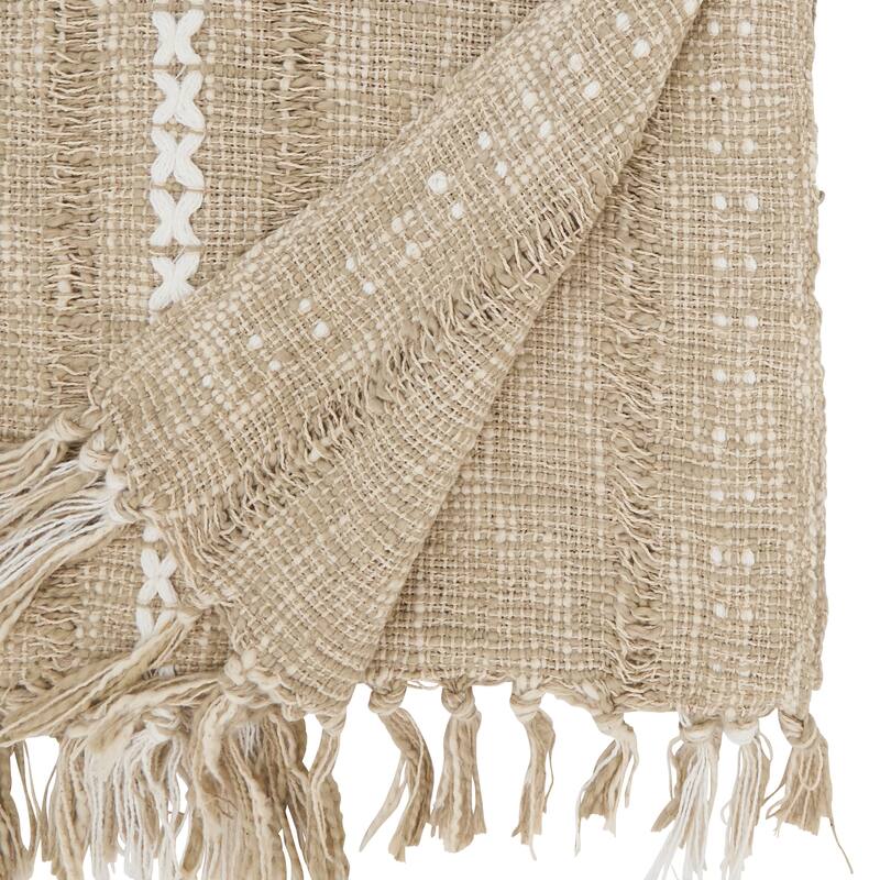 Contemporary Fringed Striped Woven Table Runner - 16"x72"