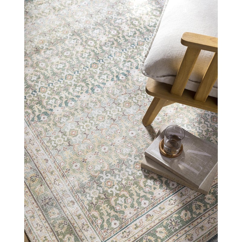 Our PNW Home x Livabliss Rainier Updated Traditional Washable Area Rug - 2' 7" x 10' - Green