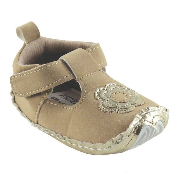 slide 1 of 1, Luvable Friends Baby Girl Crib Shoes, Tan Mary Jane 0-6 Months - Tan Mary Jane
