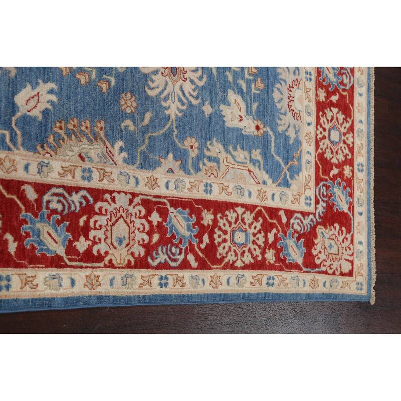 Vegetable Dye Blue Ziegler Oriental Area Rug Hand-knotted Wool Carpet - 5'11" x 8'10"