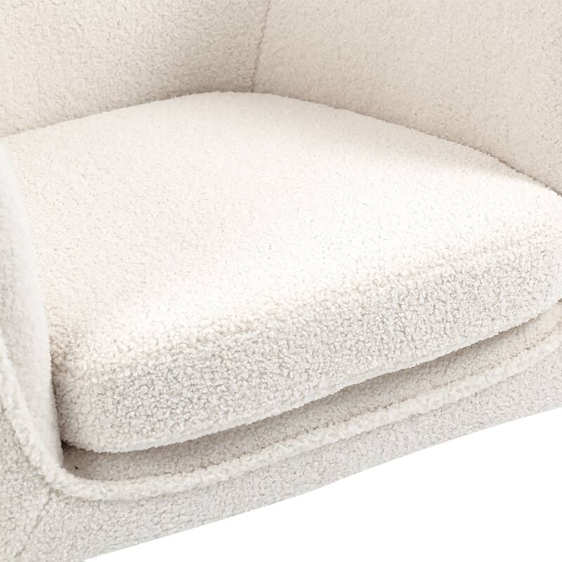 Ayame Beige Boucle Accent Chair with Black Iron Legs