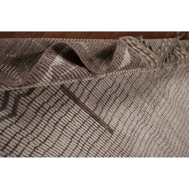 Earth Tone Moroccan Modern Area Rug Handmade Wool Carpet - 9'0"x 12'0"