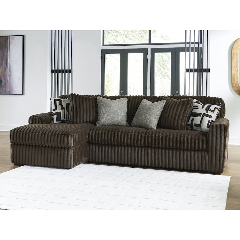 Signature Design by Ashley Midnight-madness Brown 2-Piece Sectional Sofa with Chaise - 120" W x 65" D x 40" H