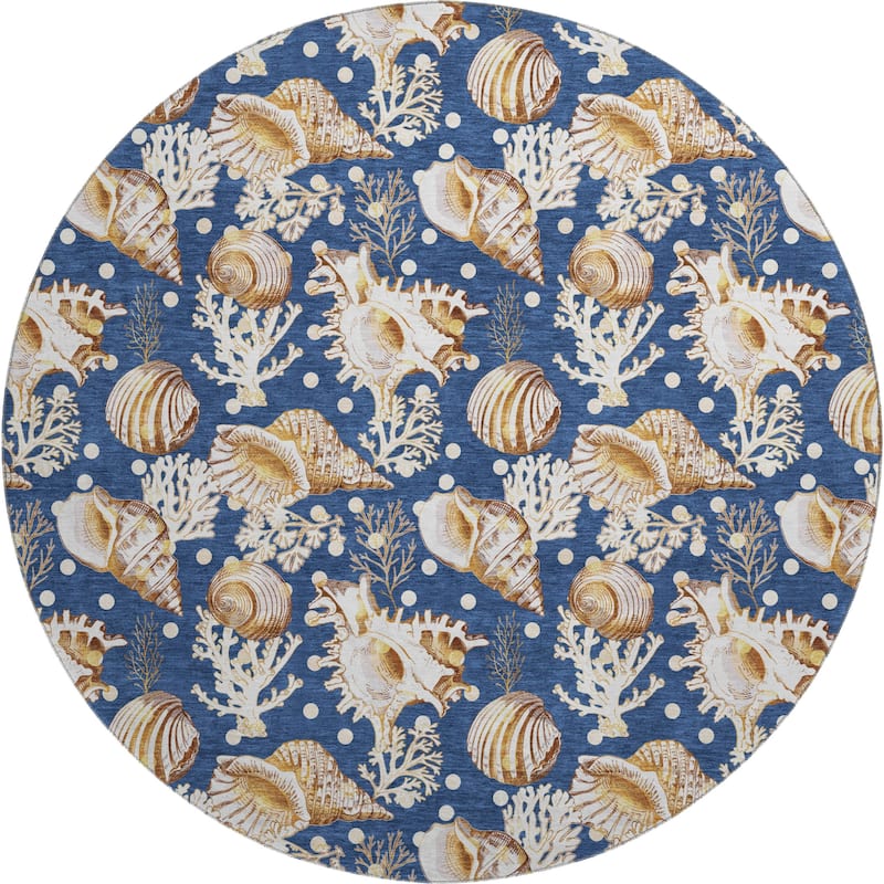 Premium Washable Super Soft Coastal Seashells Mayfield Rug