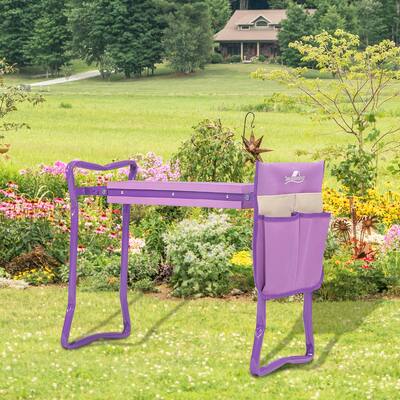 Outdoor Folding 2-in-1 Garden Stool and Kneeler,Purple