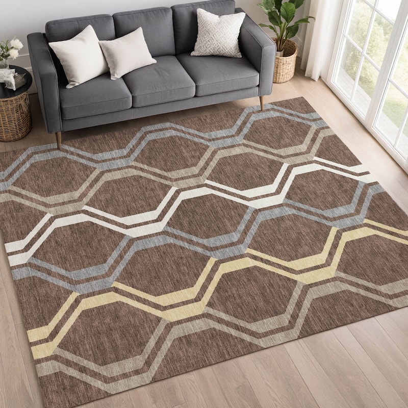 Machine Washable Indoor/ Outdoor Contemporary Dimensions Chantille Rug