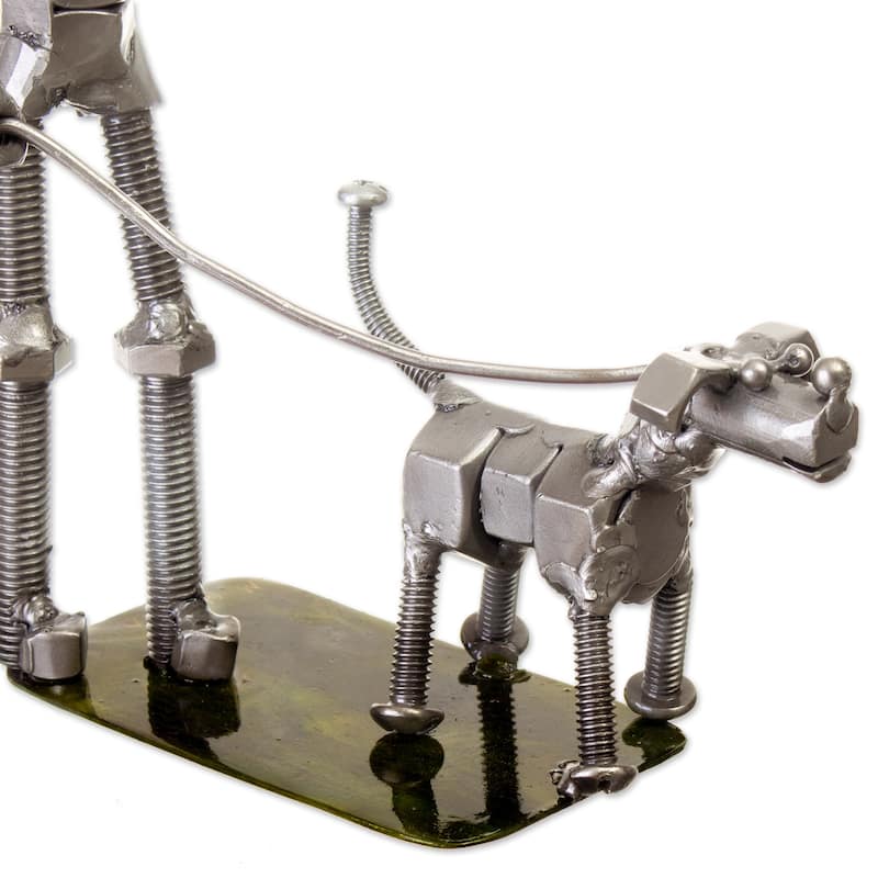 Novica Handmade Eco Walk Recycled Metal Sculpture
