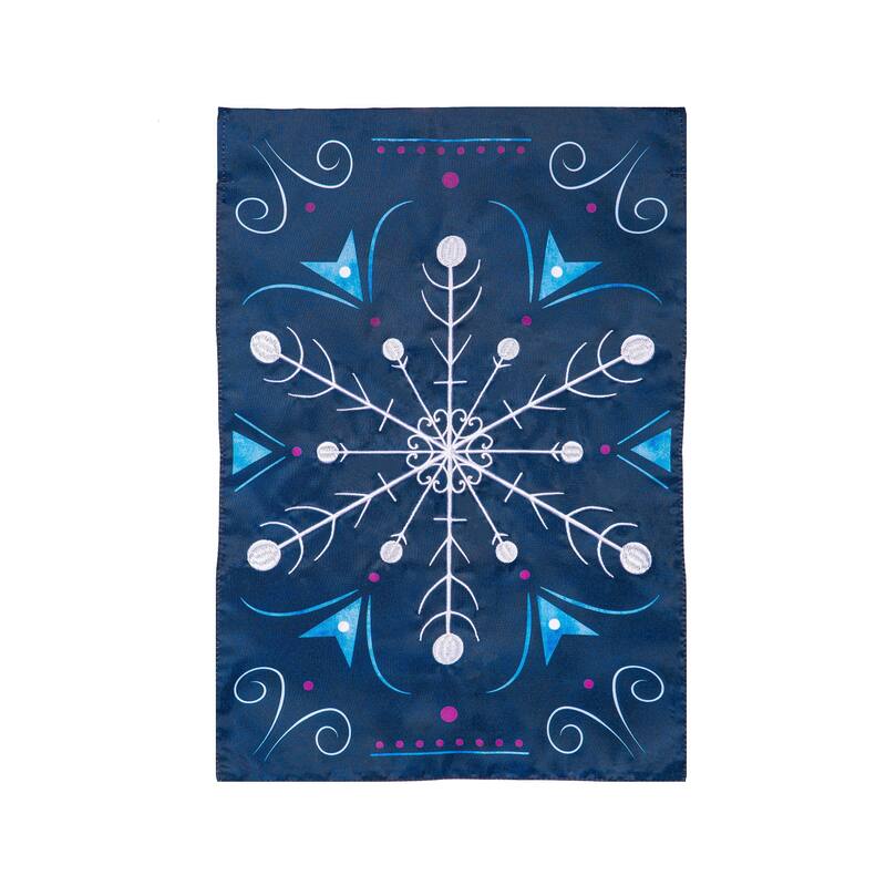 12.5 in. x 18 in. Blue Snowflake Applique Garden Flag