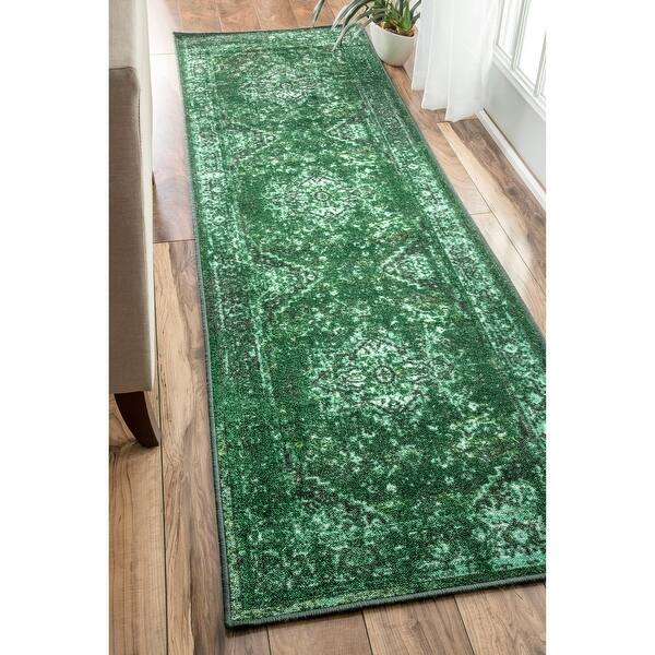 slide 33 of 55, nuLOOM Traditional Vintage-inspired Area Rug 2' 6" x 12' Runner - Green