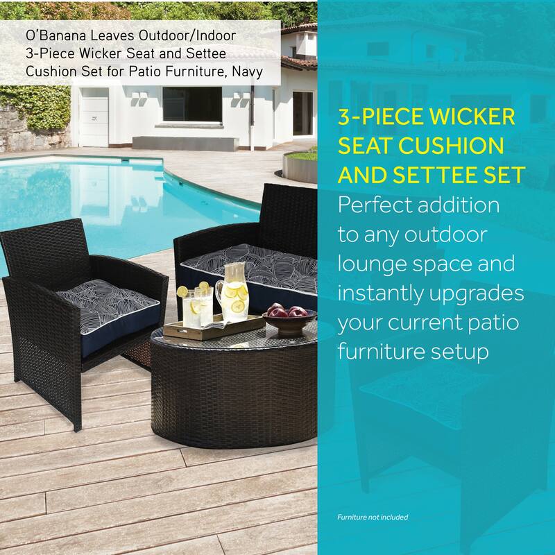 Outdoor/ Indoor 3-Piece Wicker Seat and Settee Cushion Set for Patio Furniture