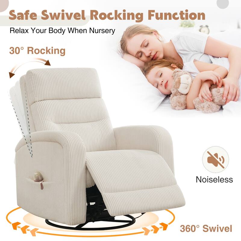 Aemeios Faux Leather Swivel Glider Rocker Manual Recliner Set of 2