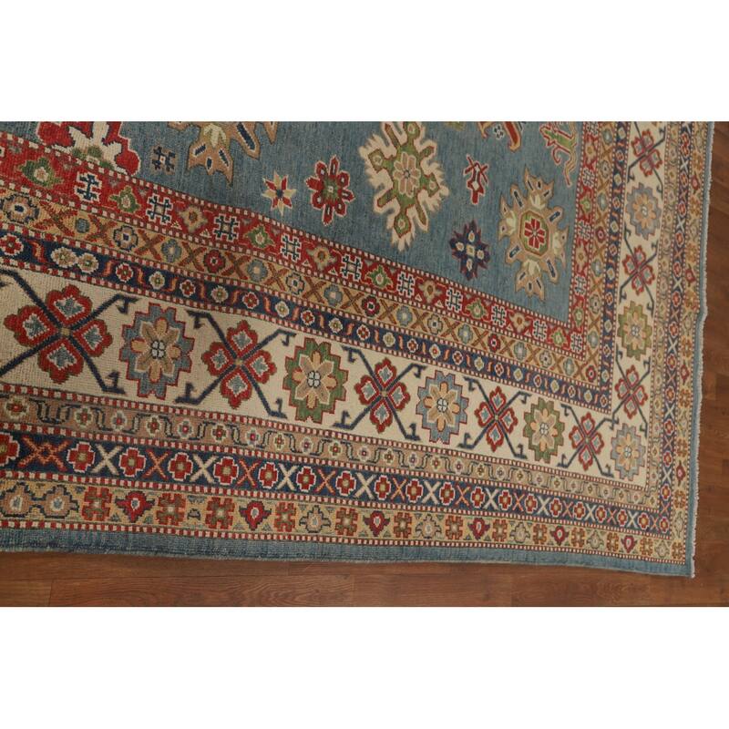 Light Blue Kazak Oriental Area Rug Hand-Knotted Wool Carpet - 8'4" x 11'8"
