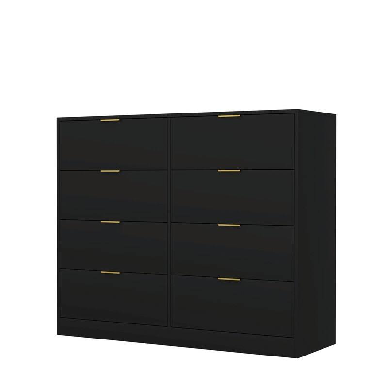 8-Drawer Tall Wood Dresser, Modern Handle-Free Storage Chest for Bedroom, Living Room or Hallway