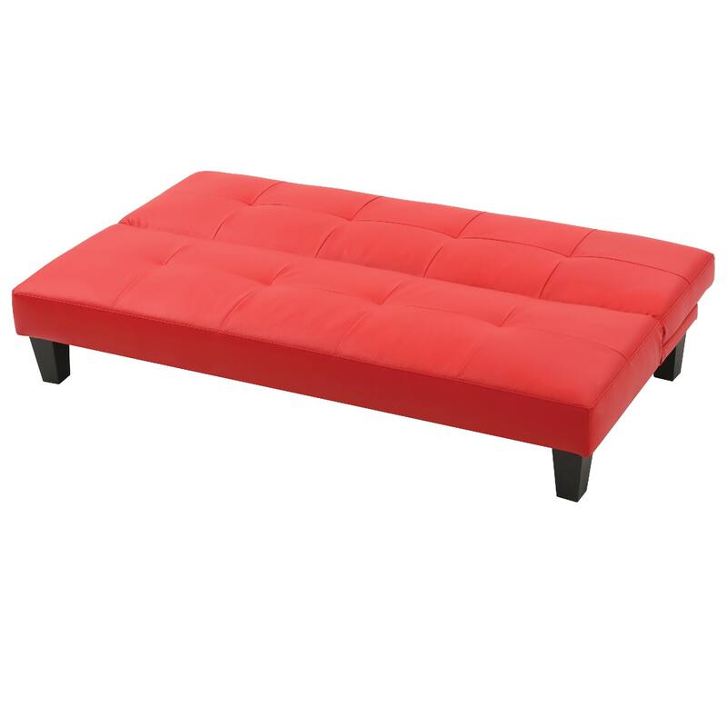 Faux Leather Tufted Straight Armless Sofa - 67" - Red