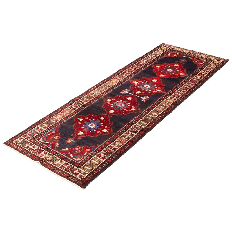 ECARPETGALLERY Hand-knotted Anadol Navy Wool Rug - 3'7 x 9'10